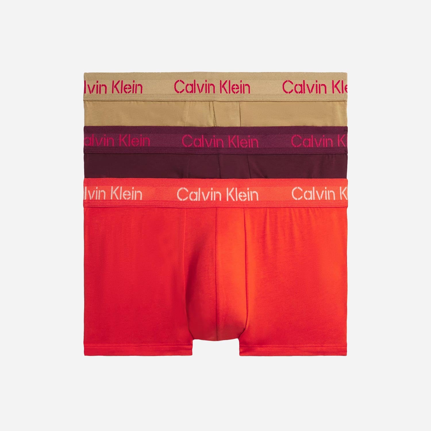 Calvin Klein 3 Pack Low Rise Trunk - Red Clay/Tawny Port/Tigers Eye