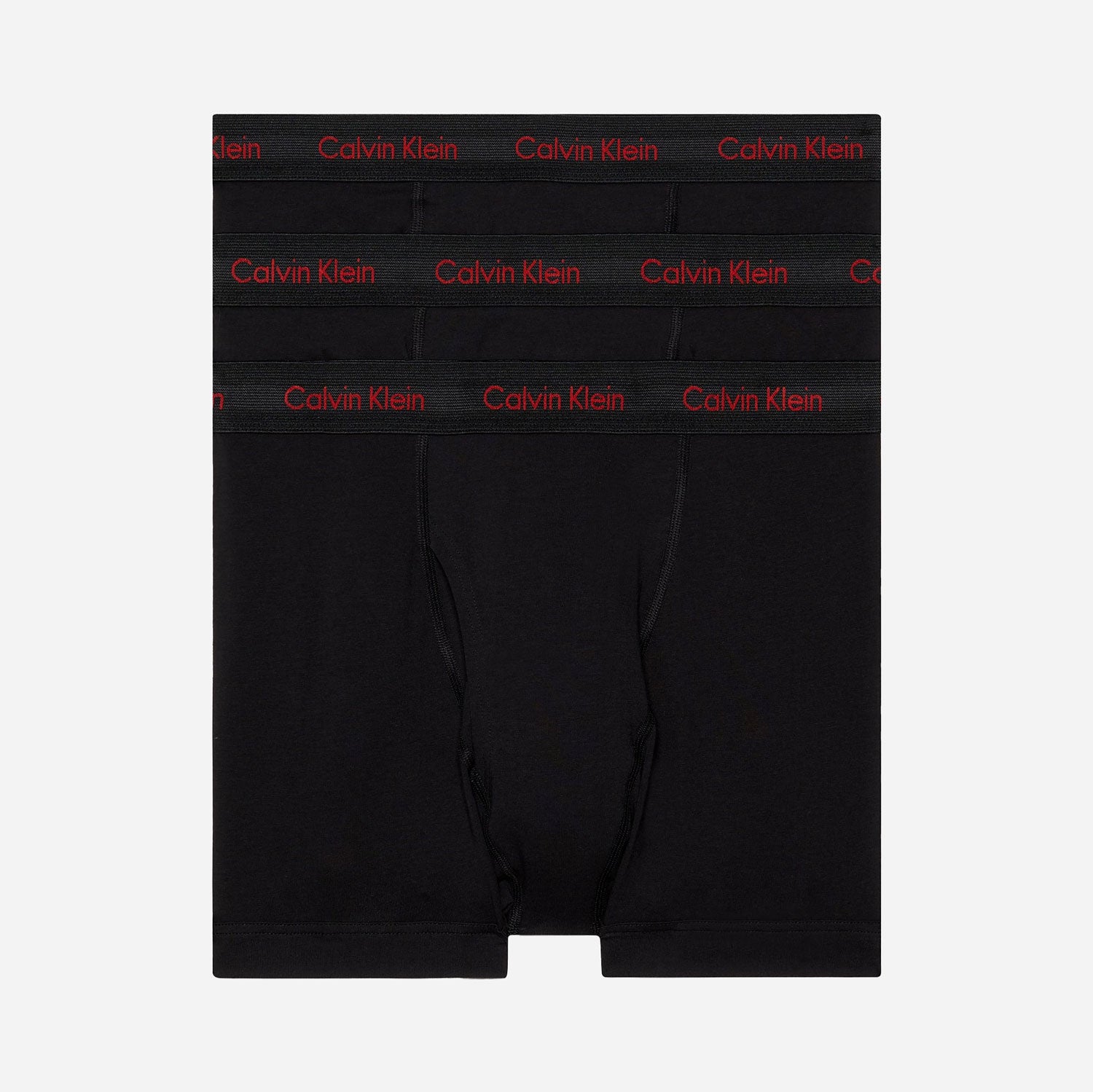 Calvin Klein 3 Pack Trunk - Black/Pompian Red Logos