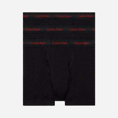 Calvin Klein 3 Pack Trunk - Black/Pompian Red Logos