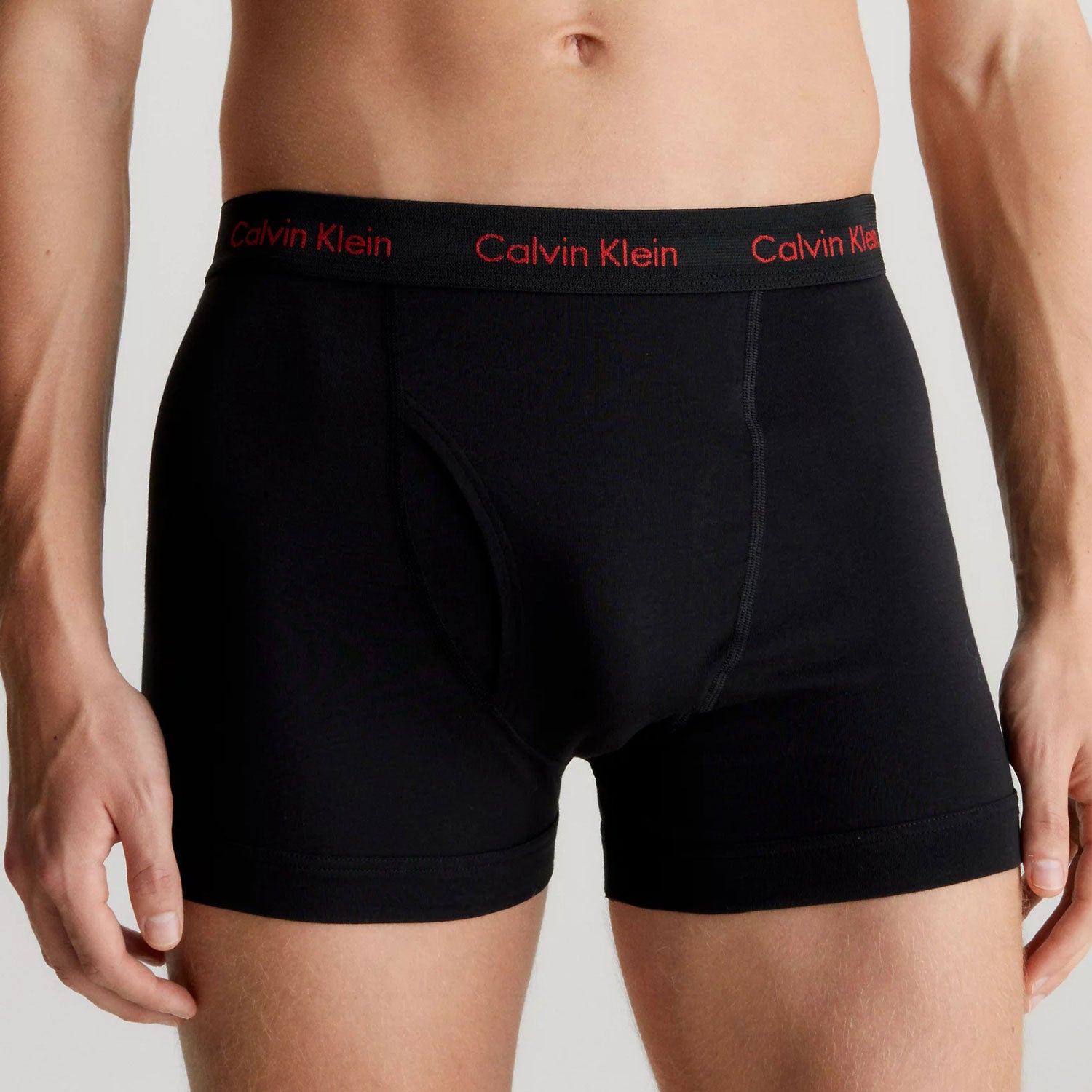 Calvin Klein 3 Pack Trunk - Black/Pompian Red Logos