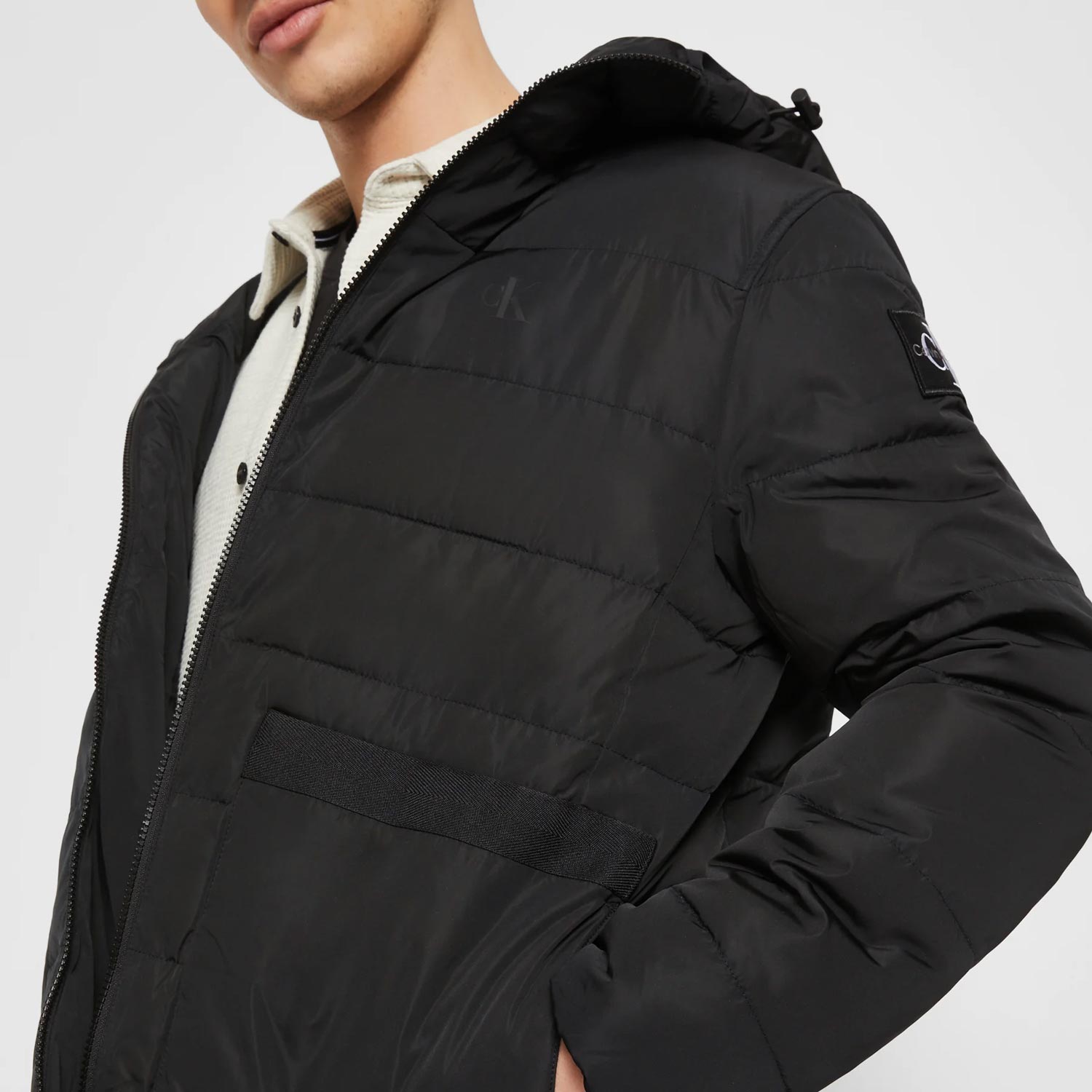 Calvin Klein Badge Elastic Trim Jacket - Black