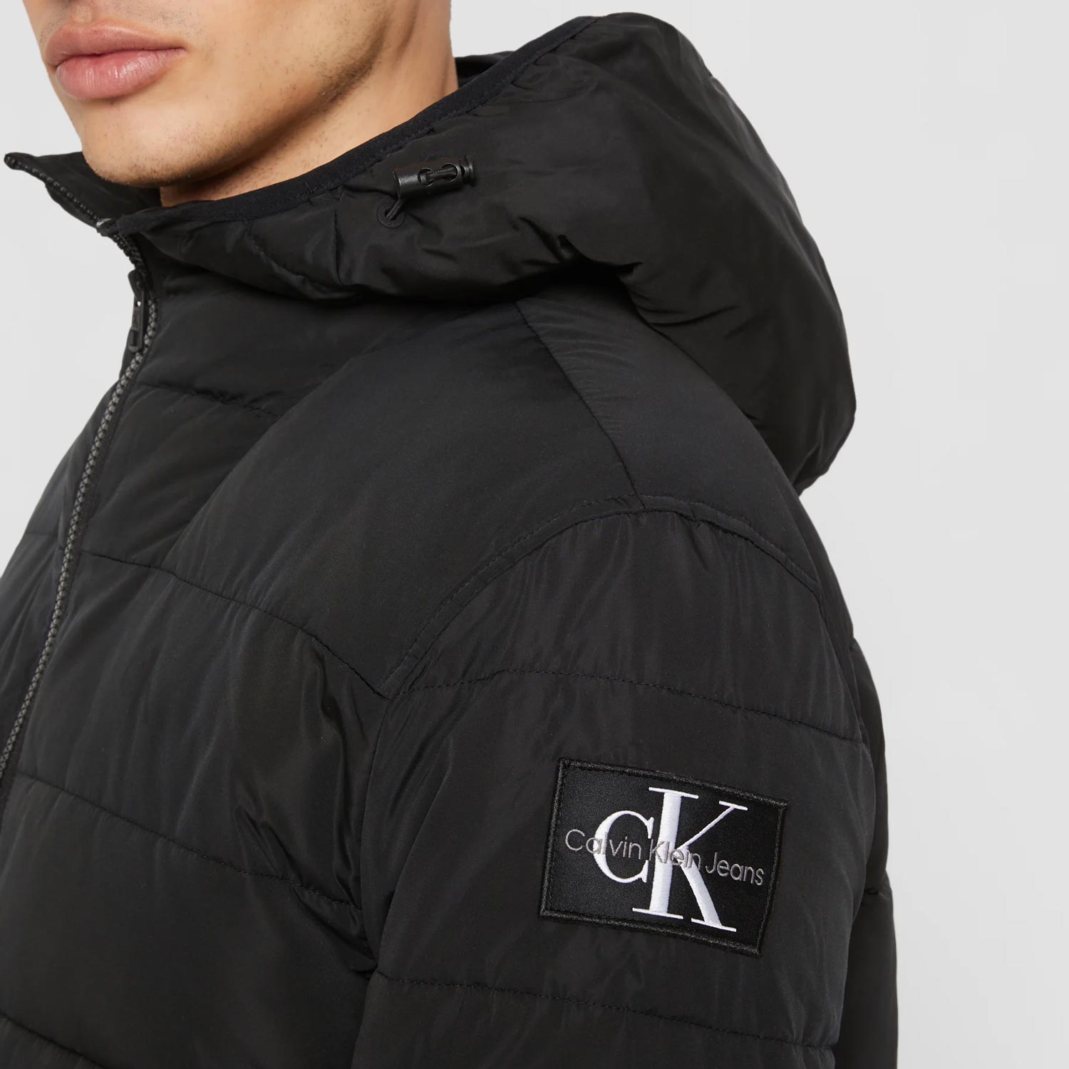 Calvin Klein Badge Elastic Trim Jacket - Black