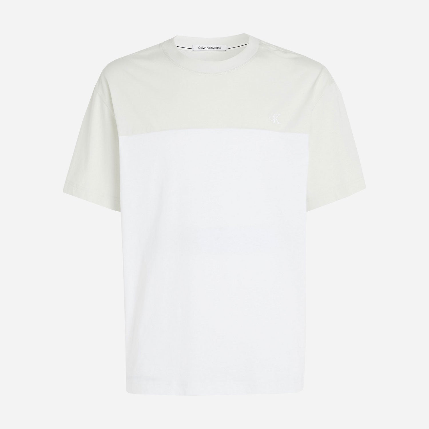 Calvin Klein Colorblock Relaxed Fit Short Sleeve Tee - Bright White/Icicle