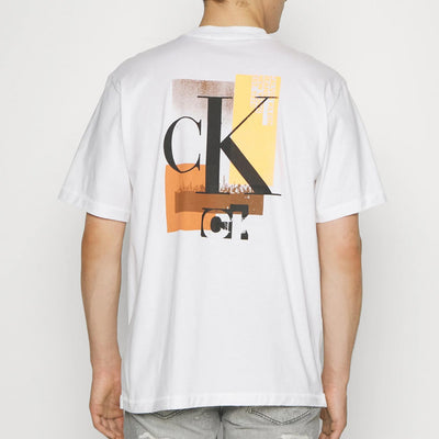 Calvin Klein Connected Layer Landscape Short Sleeve Regular Fit Tee - Bright white