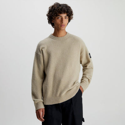 Calvin Klein High Texture Long Sleeve Regular Fit Sweat - Plaza Taupe