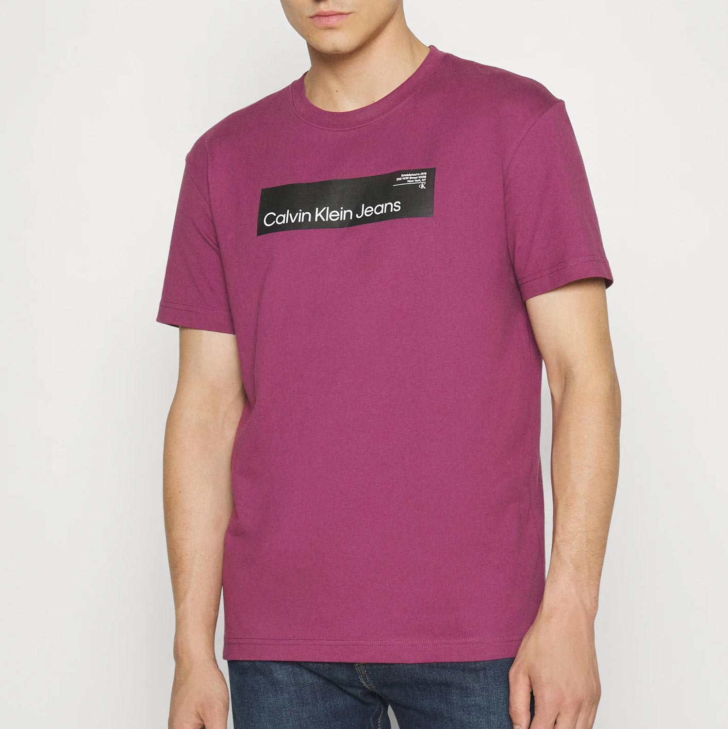 Calvin Klein Hyper Real Box Logo Short Sleeve Regular Fit Tee - Amaranth