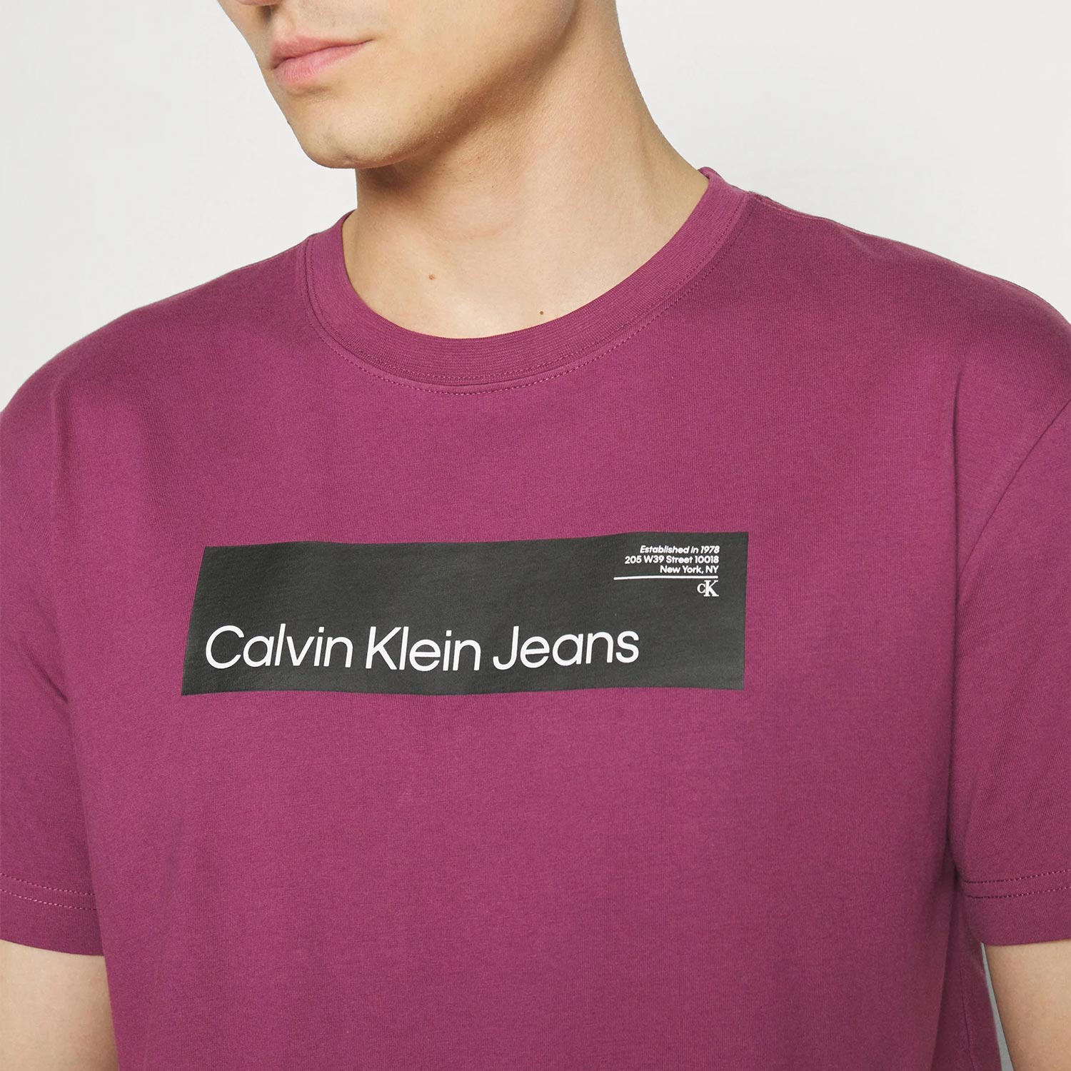 Calvin Klein Hyper Real Box Logo Short Sleeve Regular Fit Tee - Amaranth