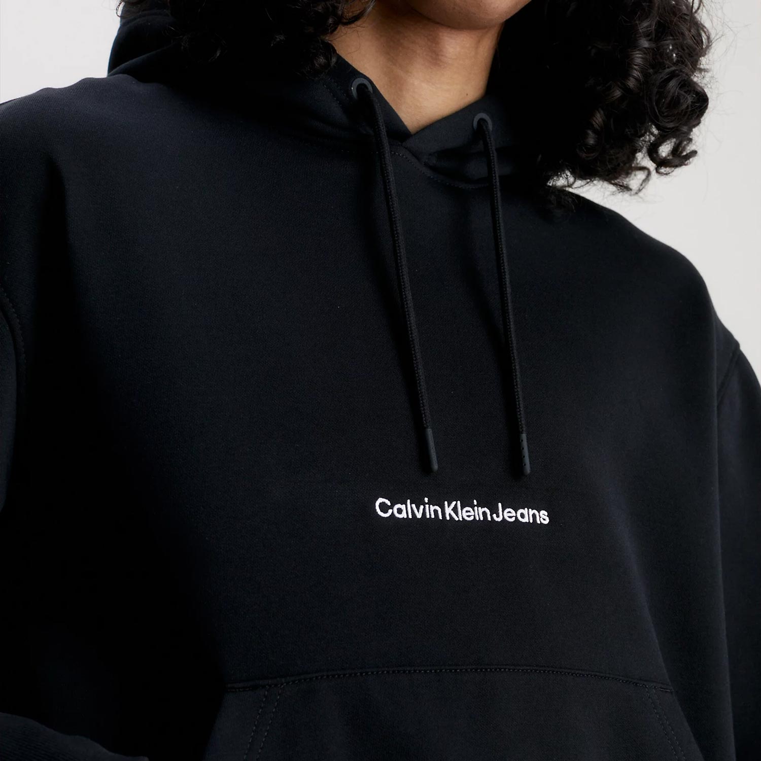 Calvin Klein Institutional Regular Fit Long Sleeve Hoodie - CK Black