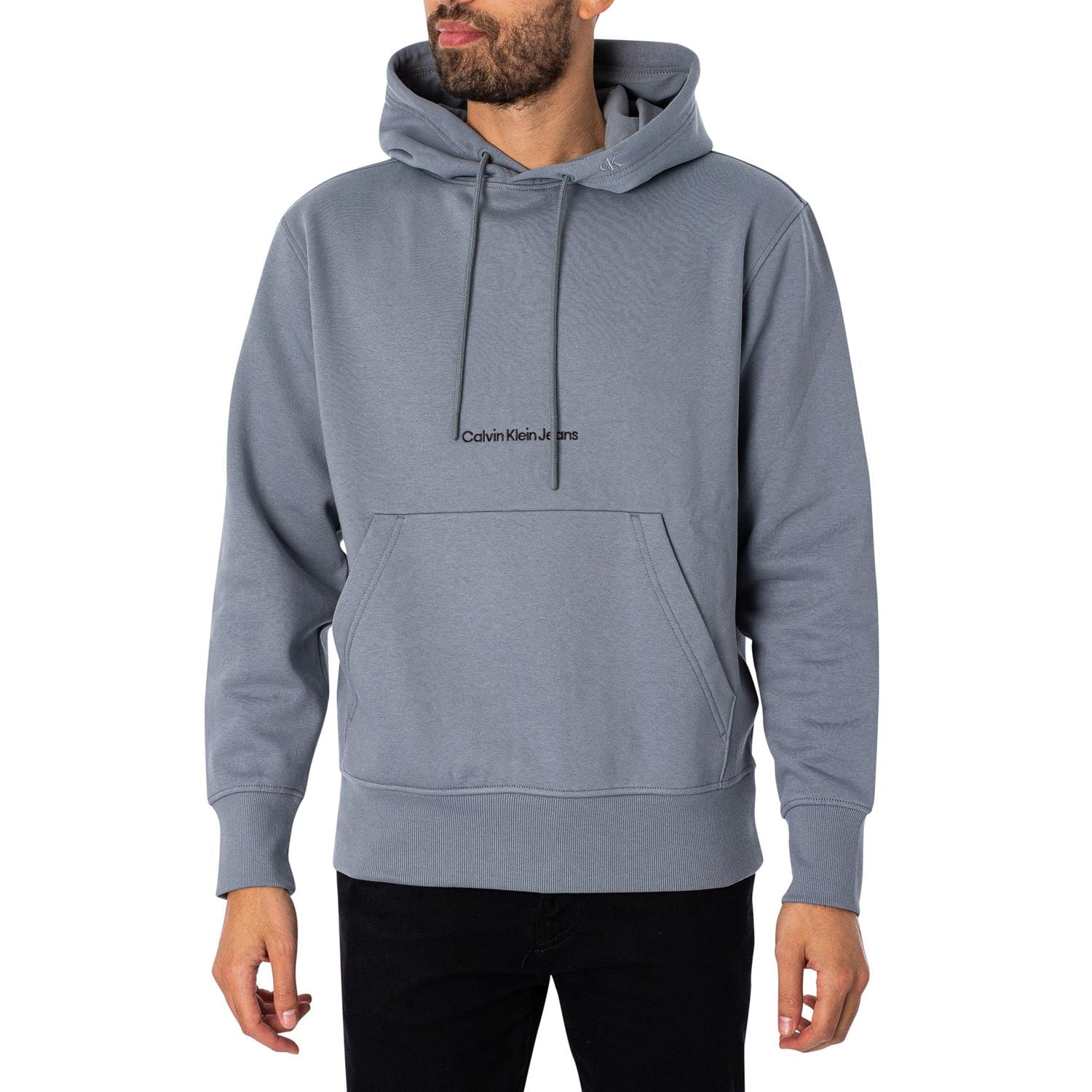 Calvin Klein Institutional Regular Fit Long Sleeve Hoodie - Overcast Grey