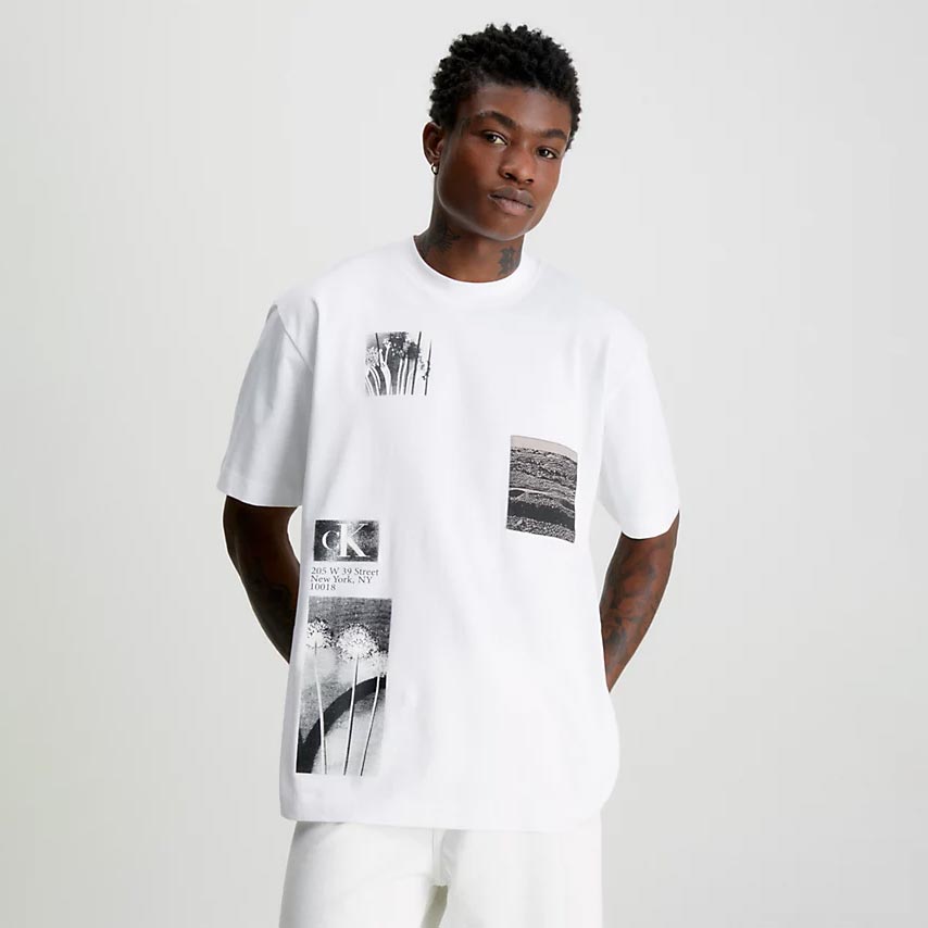 Calvin Klein Land Scrape Graphic Regular Fit Short Sleeve Tee - Bright White