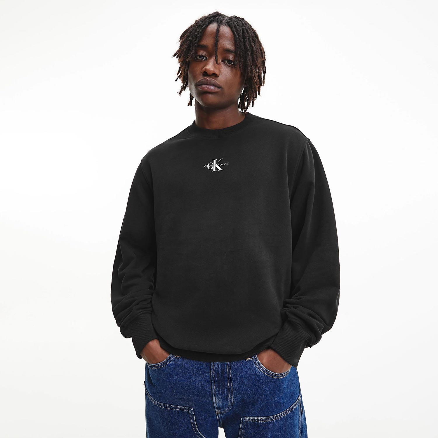 Calvin Klein Micro Monologo Crew Sweat - Black