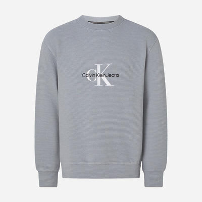 Calvin Klein Monologo Ottoman Rib Regular Fit Long Sleeve Sweat - Overcast Grey