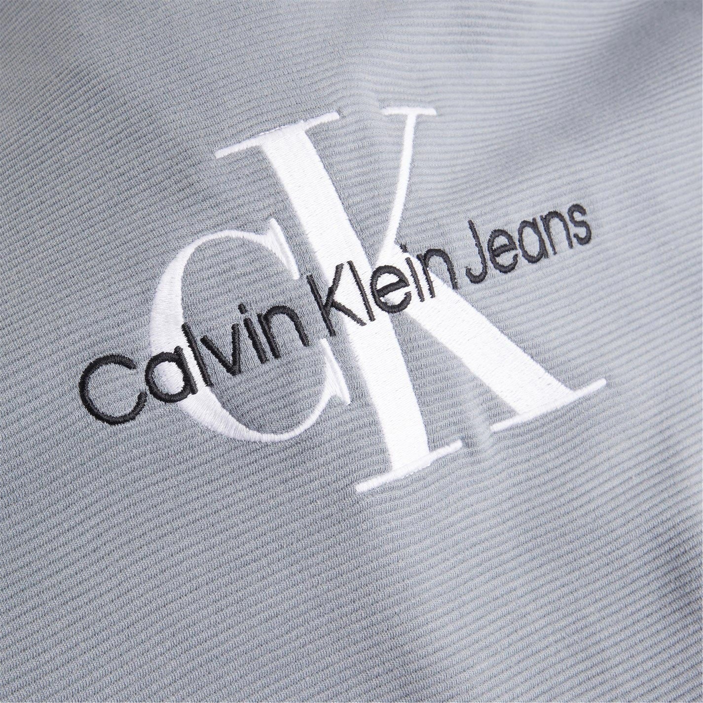 Calvin Klein Monologo Ottoman Rib Regular Fit Short Sleeve Tee - Overcast Grey