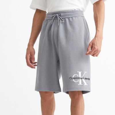 Calvin Klein Monologo Ottoman Rib Relaxed Fit Short- Overcast Grey