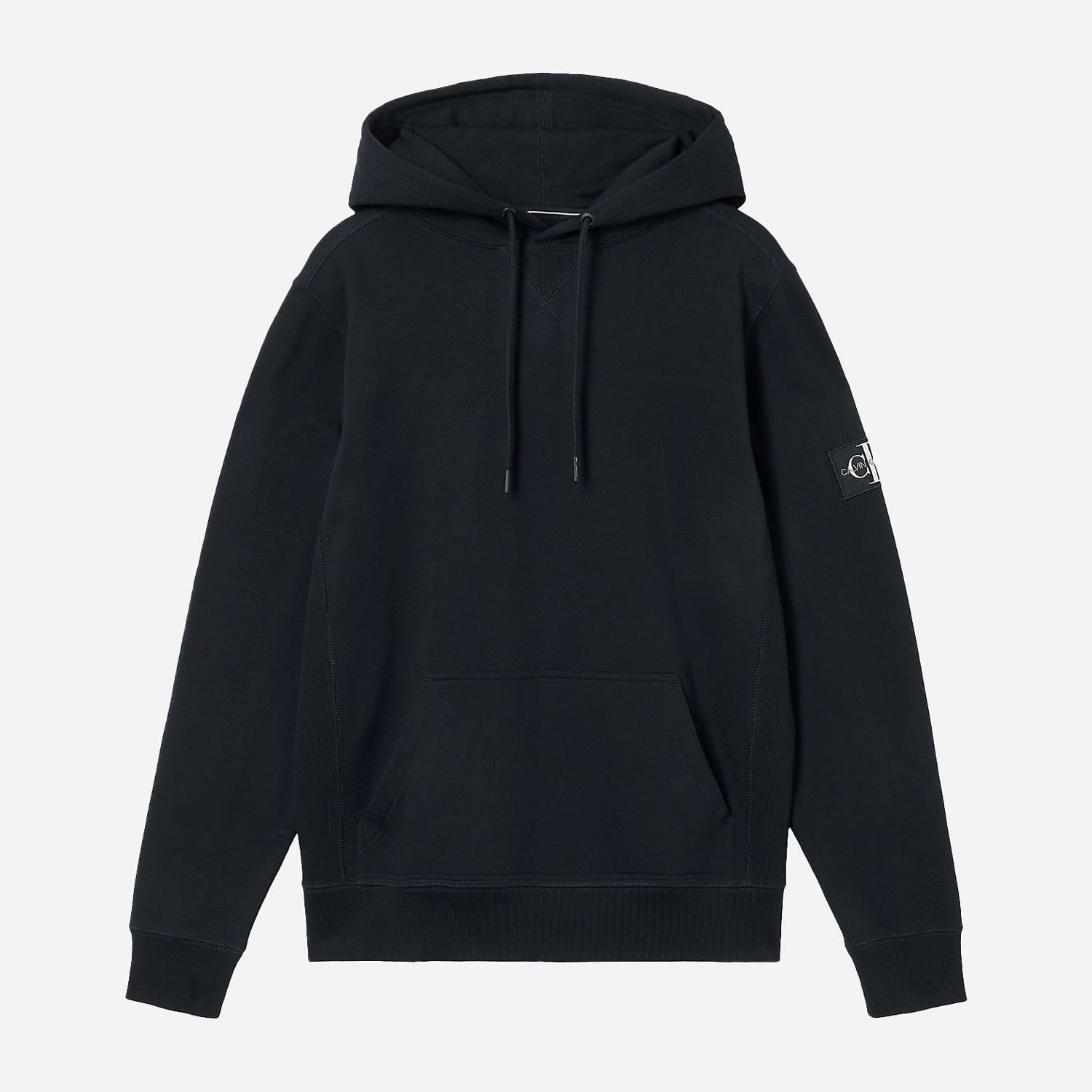 Calvin Klein Monologo Sleeve Badge Hoodie - Black