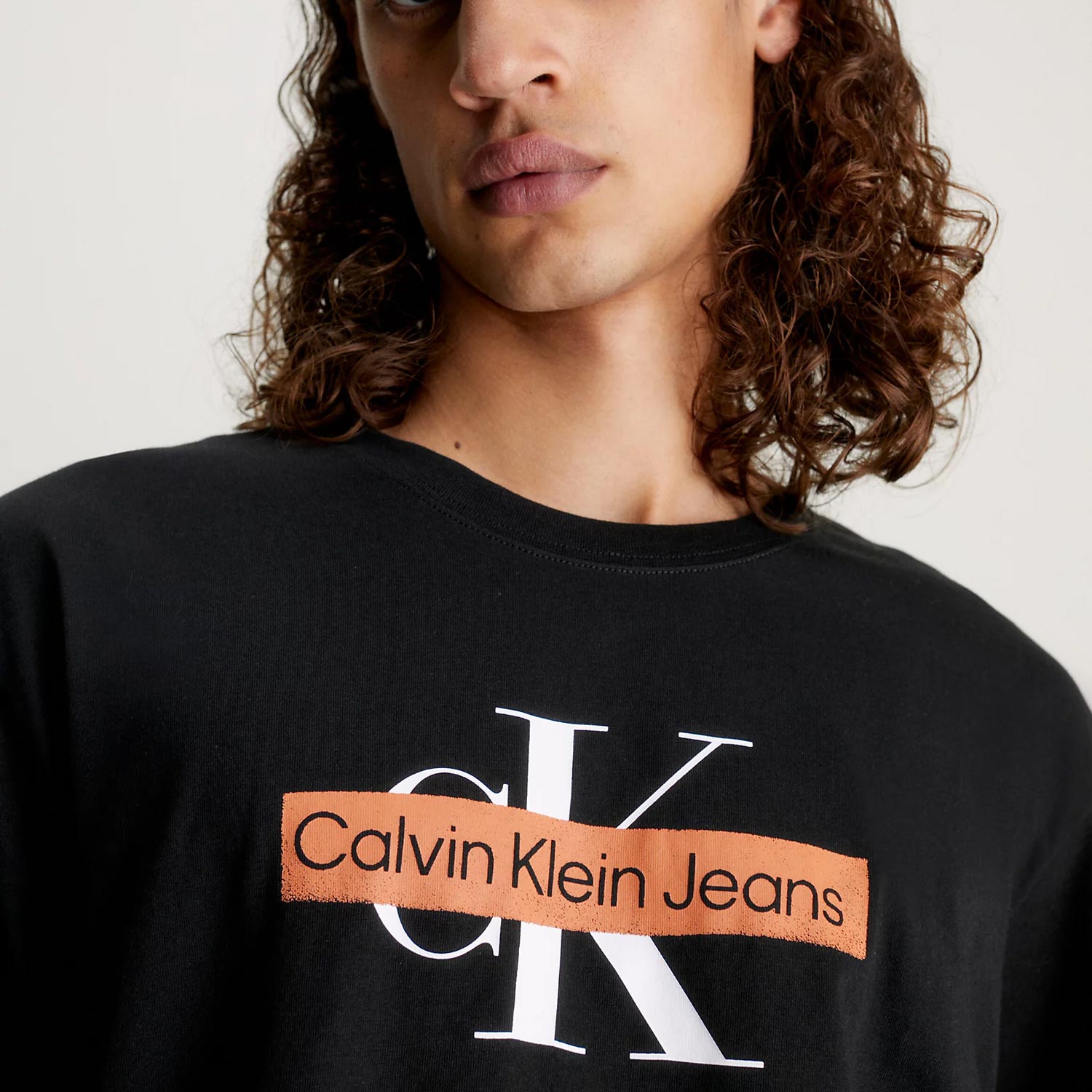 Calvin Klein Monologo Stencil Short Sleeve Regular Fit Tee - CK Black