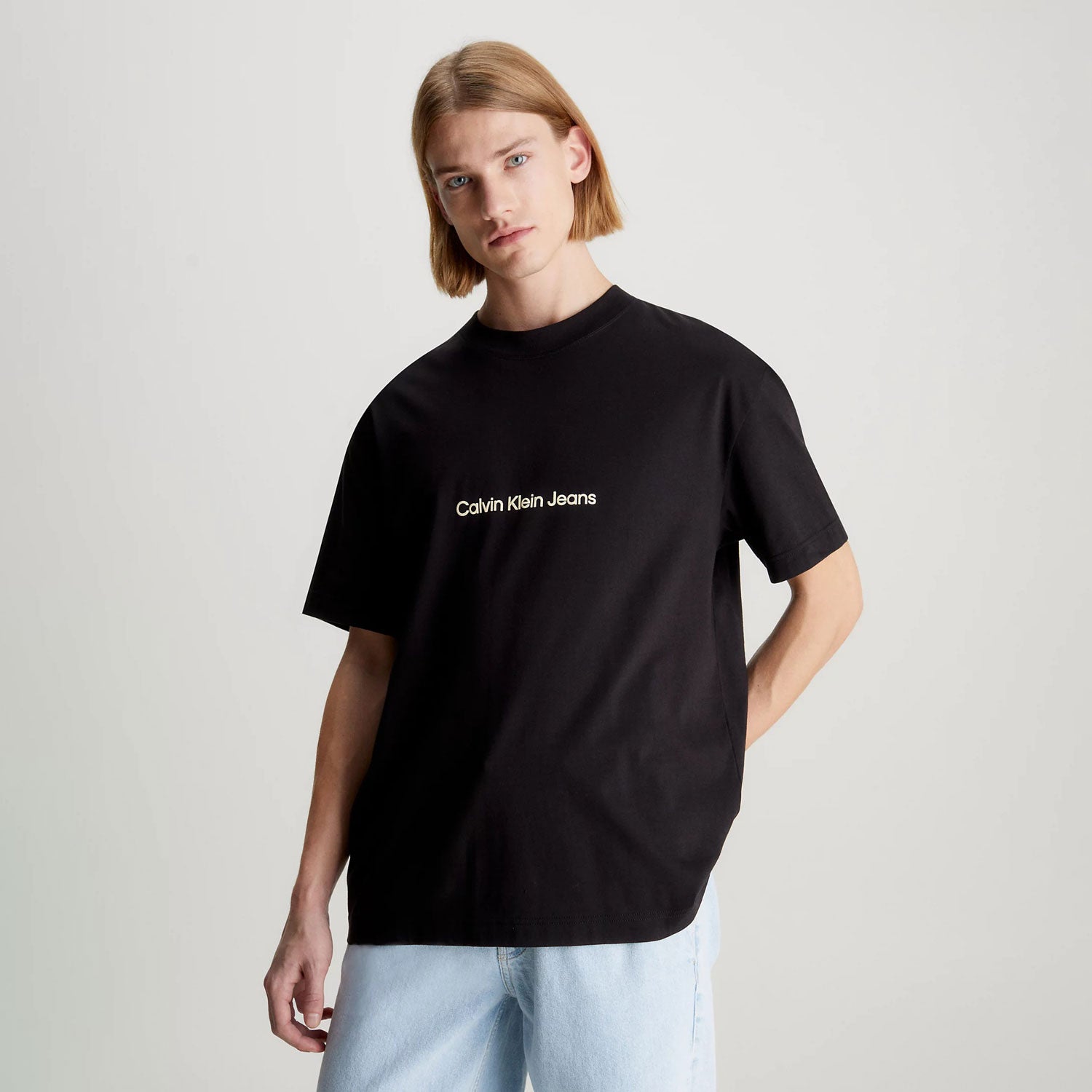 Calvin Klein Square Frequency Relaxed Fit Short Sleeve Logo Tee - CK Black