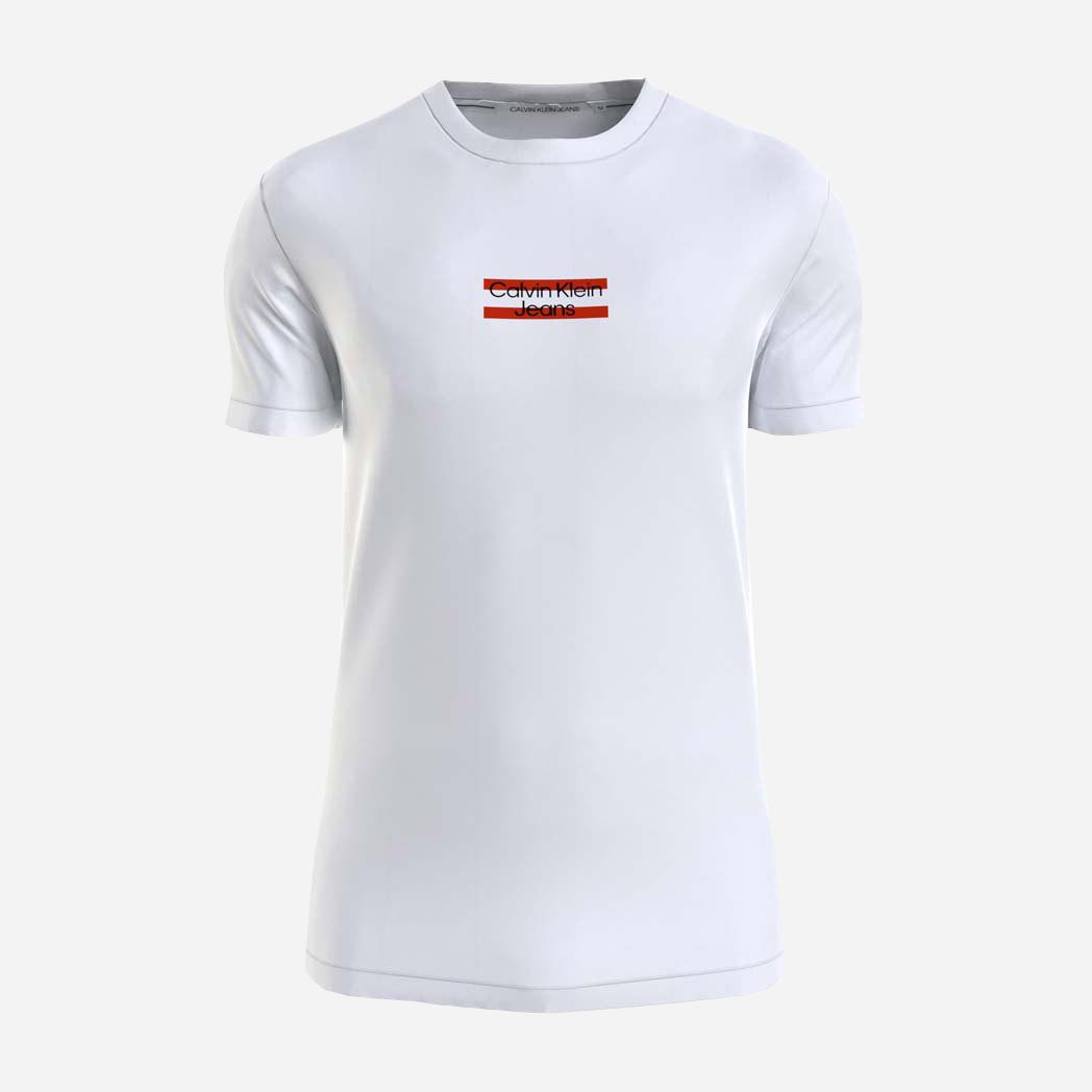 Calvin Klein Transparent Stripe Logo Regular Fit Short Sleeve Tee - Bright White