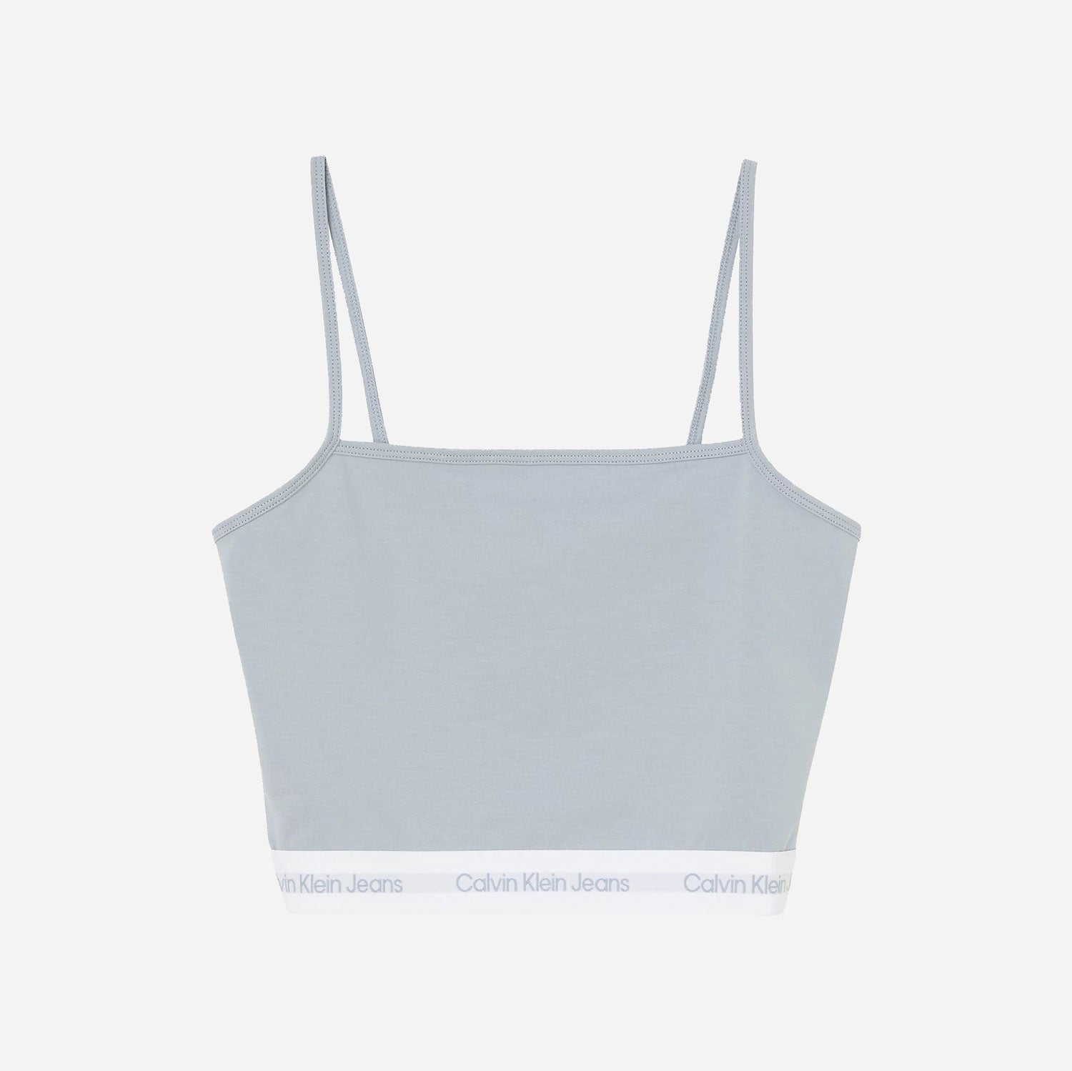 Calvin Klein Women's Cropped Logo Tape Strappy Top - Silver Sky