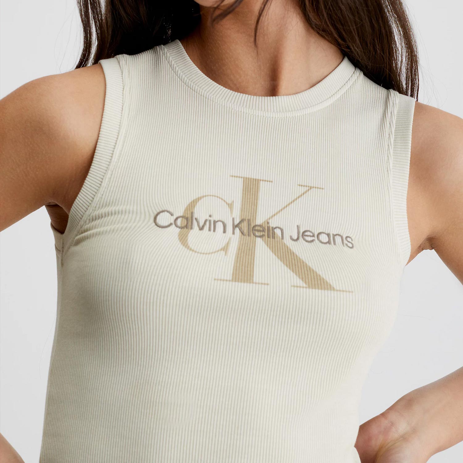 Calvin Klein Women's Mineral Dye Rib Tank Top - Classic Beige