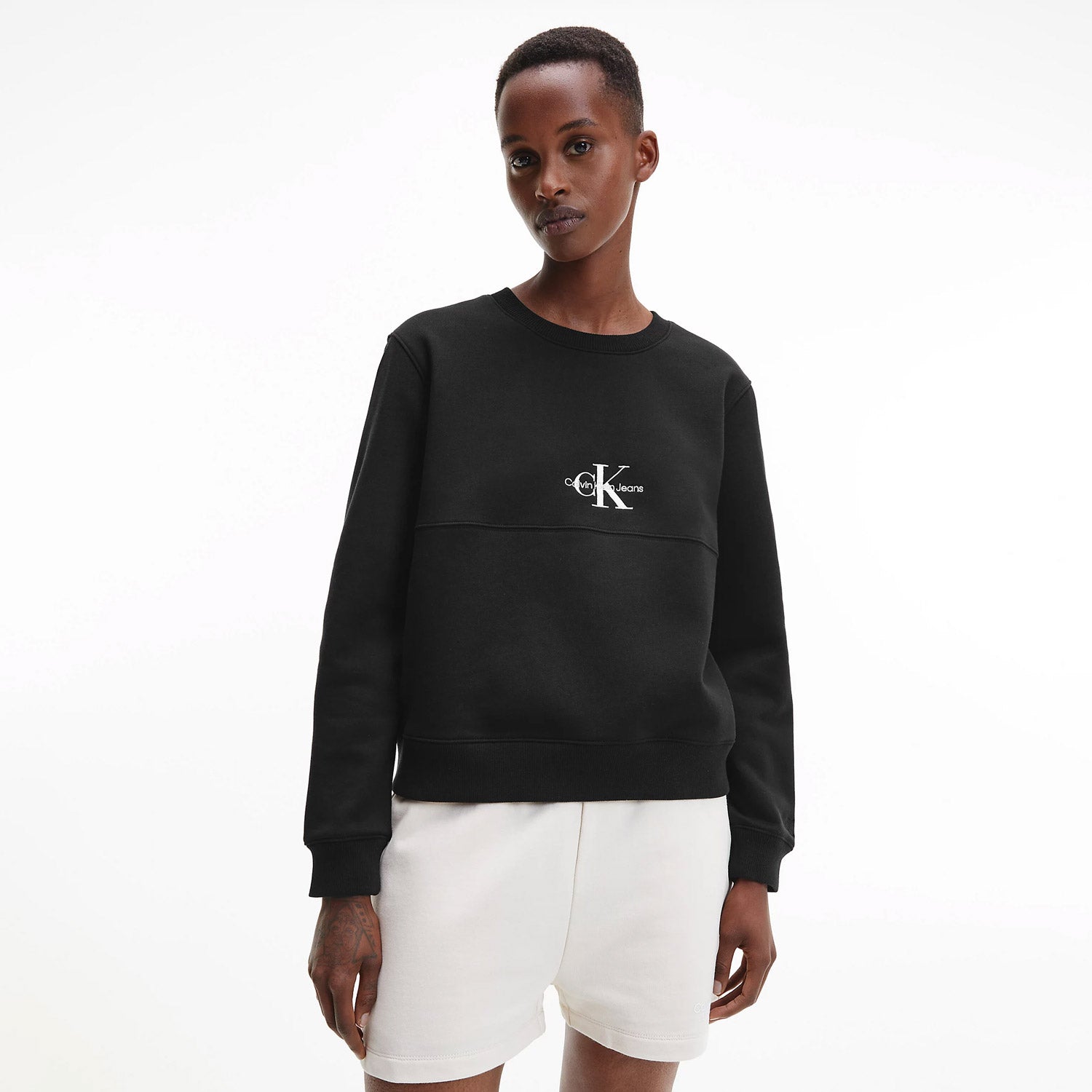 Calvin Klein Women's Monogram Logo Crew Sweat - CK Black