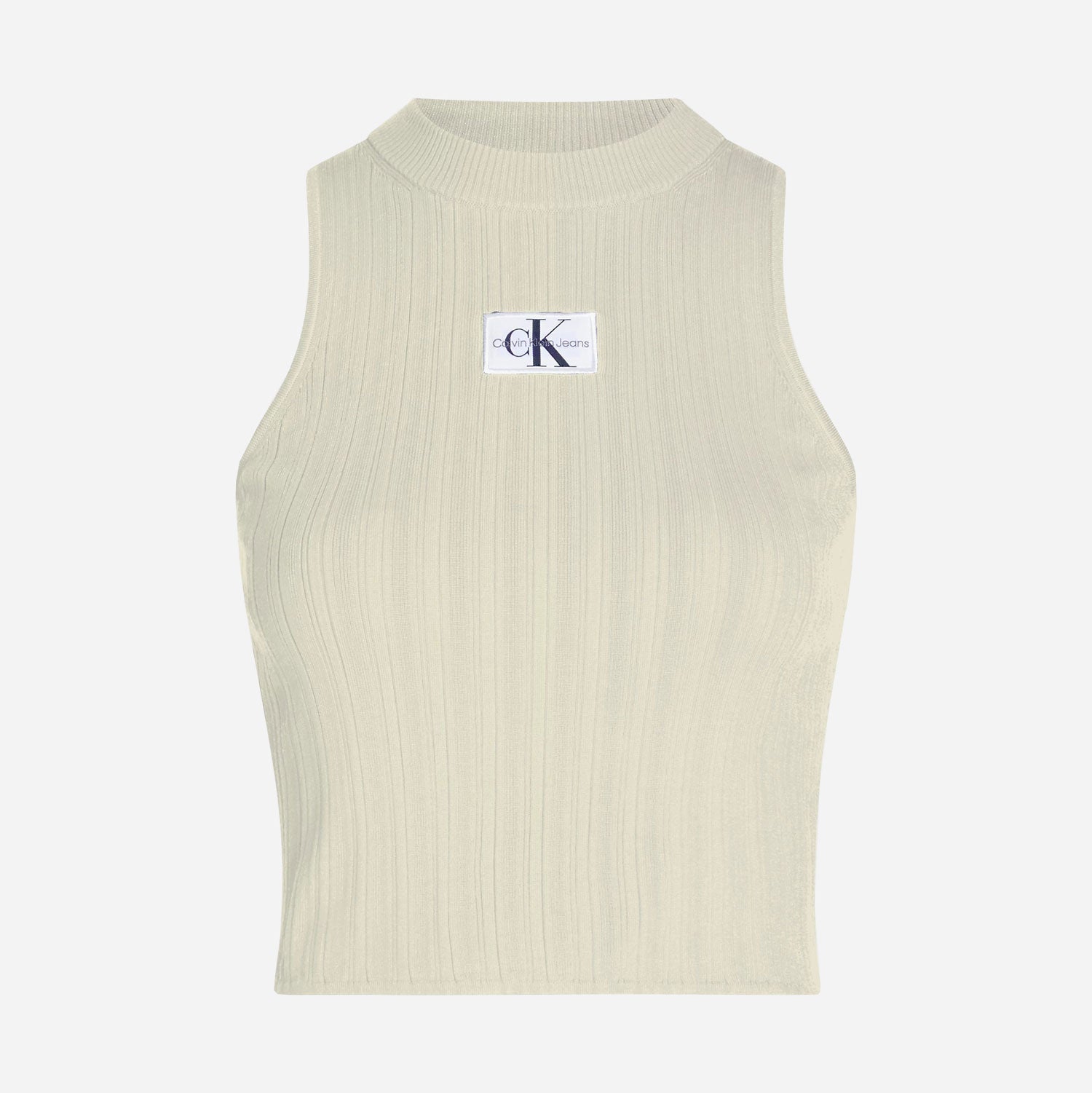 Calvin Klein Women's Woven Label Tank Slim Fit Sweater - Green Haze