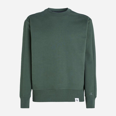 Calvin Klein Woven Tab Long Sleeve Regular Fit Crew Sweat - Thyme