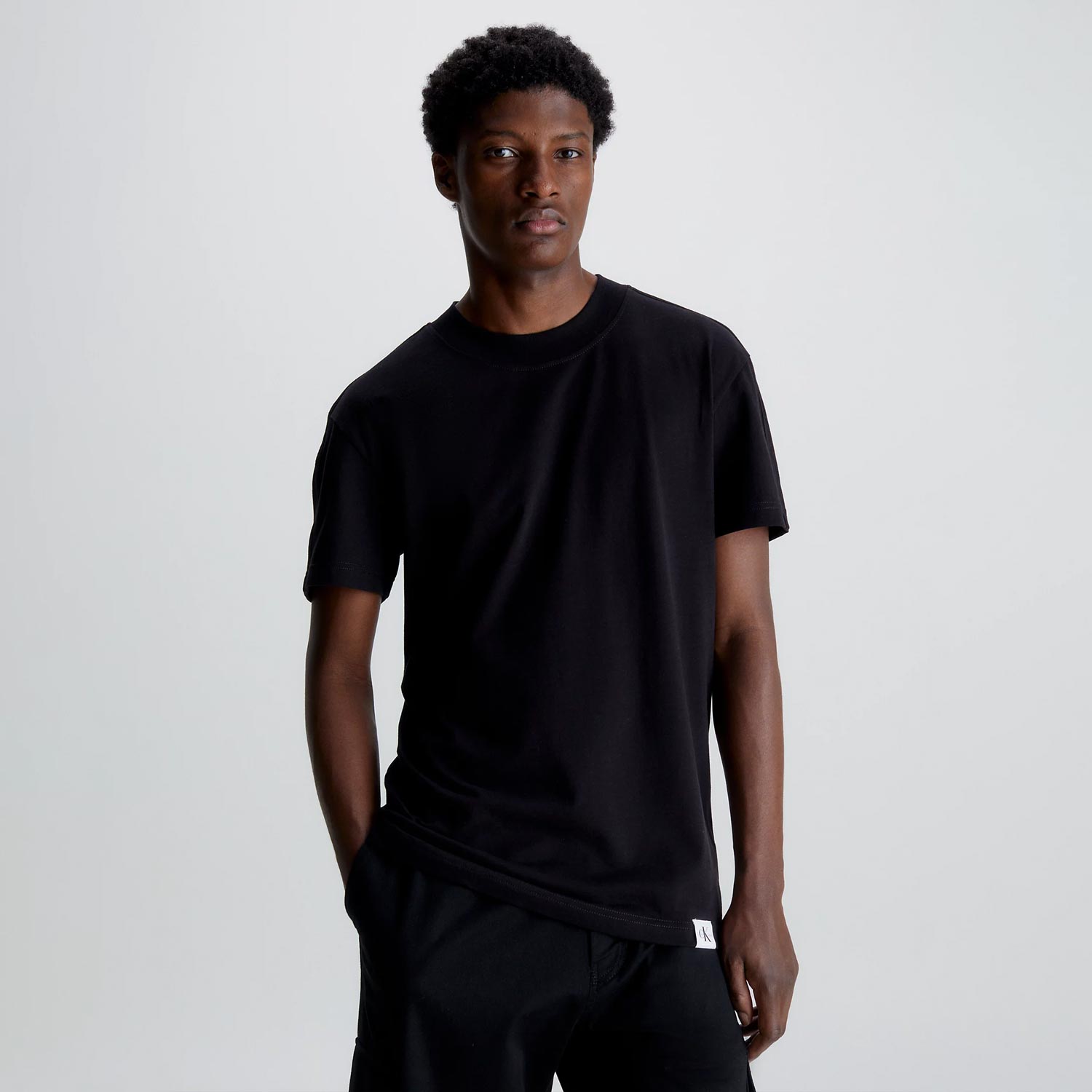 Calvin Klein Woven Tab Short Sleeve Regular Fit Tee - CK Black