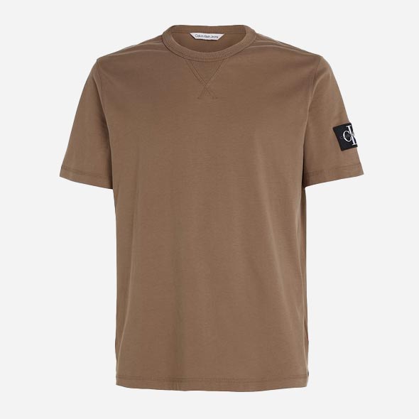 Calvin Klein Monologo Sleeve Badge Tee - Warm Toffee