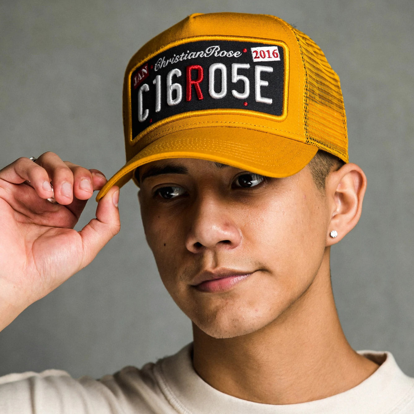 Christian Rose Private Plate Trucker Cap - Mustard