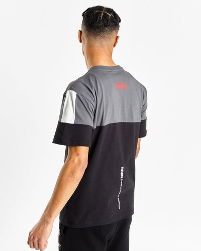 Hoodrich OG Panel V2 Tee - Black/Grey/Red