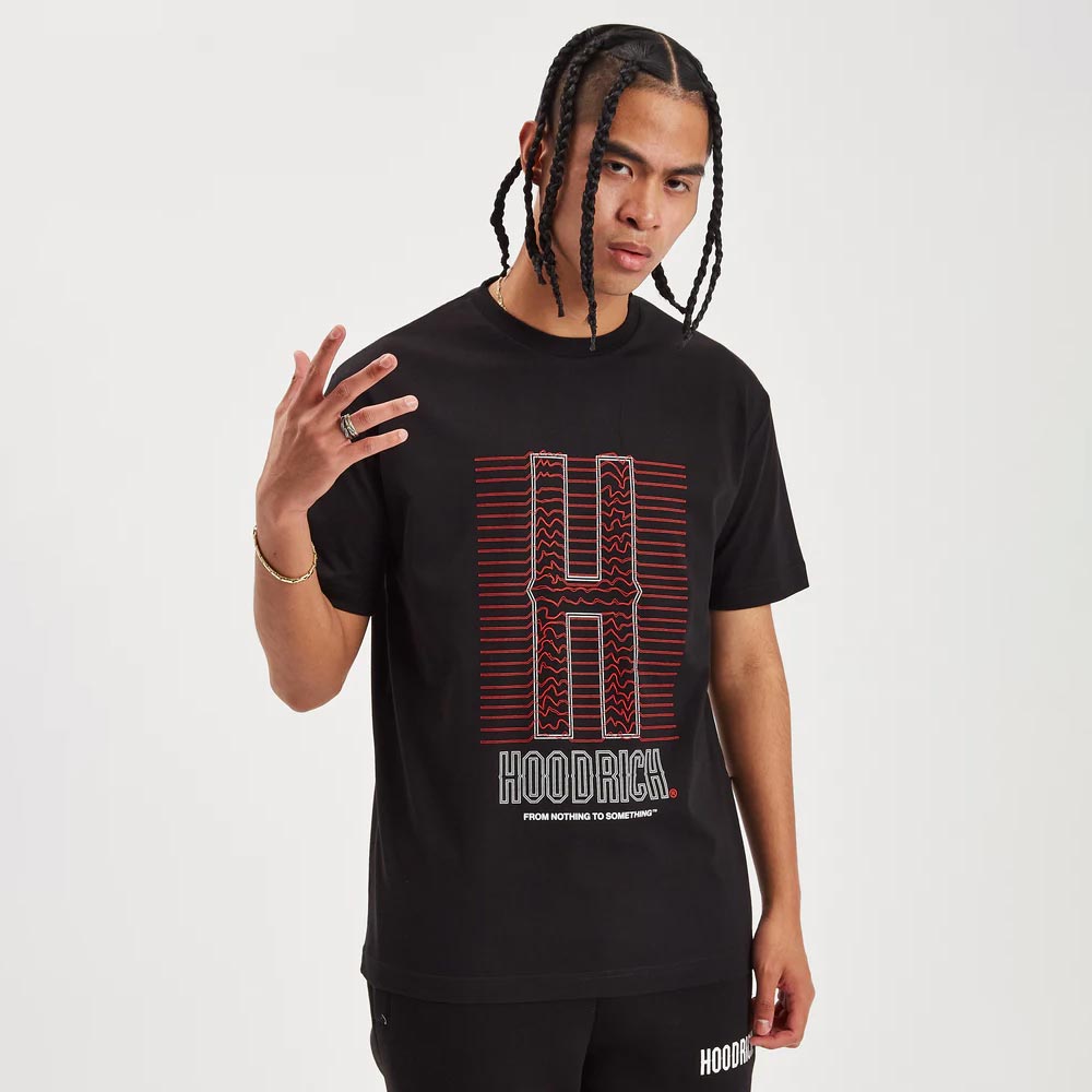 Hoodrich OG Cable Tee - Black/White/Lychee