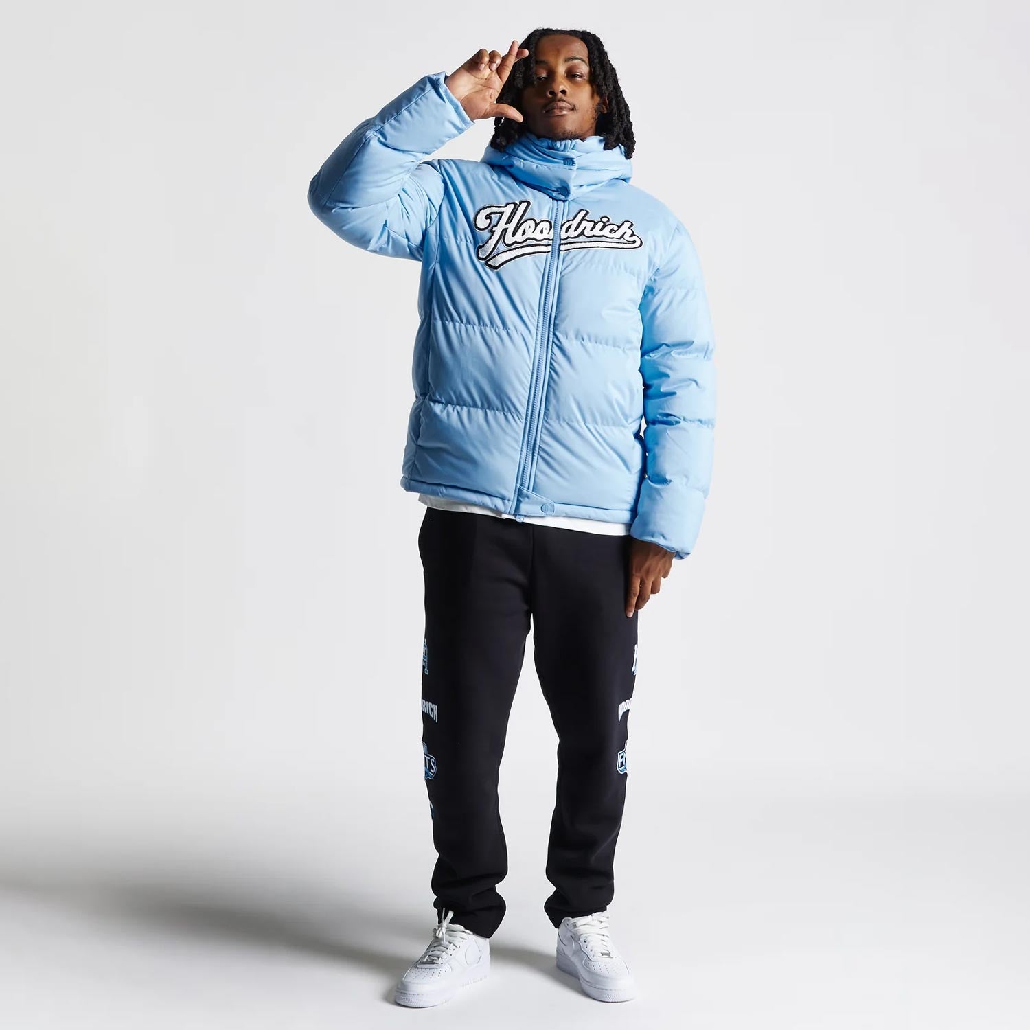 Hoodrich OG Stadium Regular Fit Long Sleeve Jacket - Placid Blue/White/Micro Chip