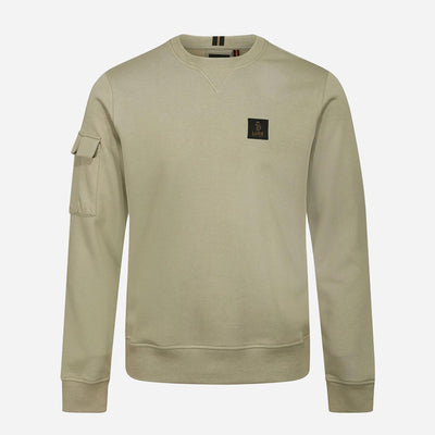 Luke Burma Regular Fit Long Sleeve Patch Sweat - Sage