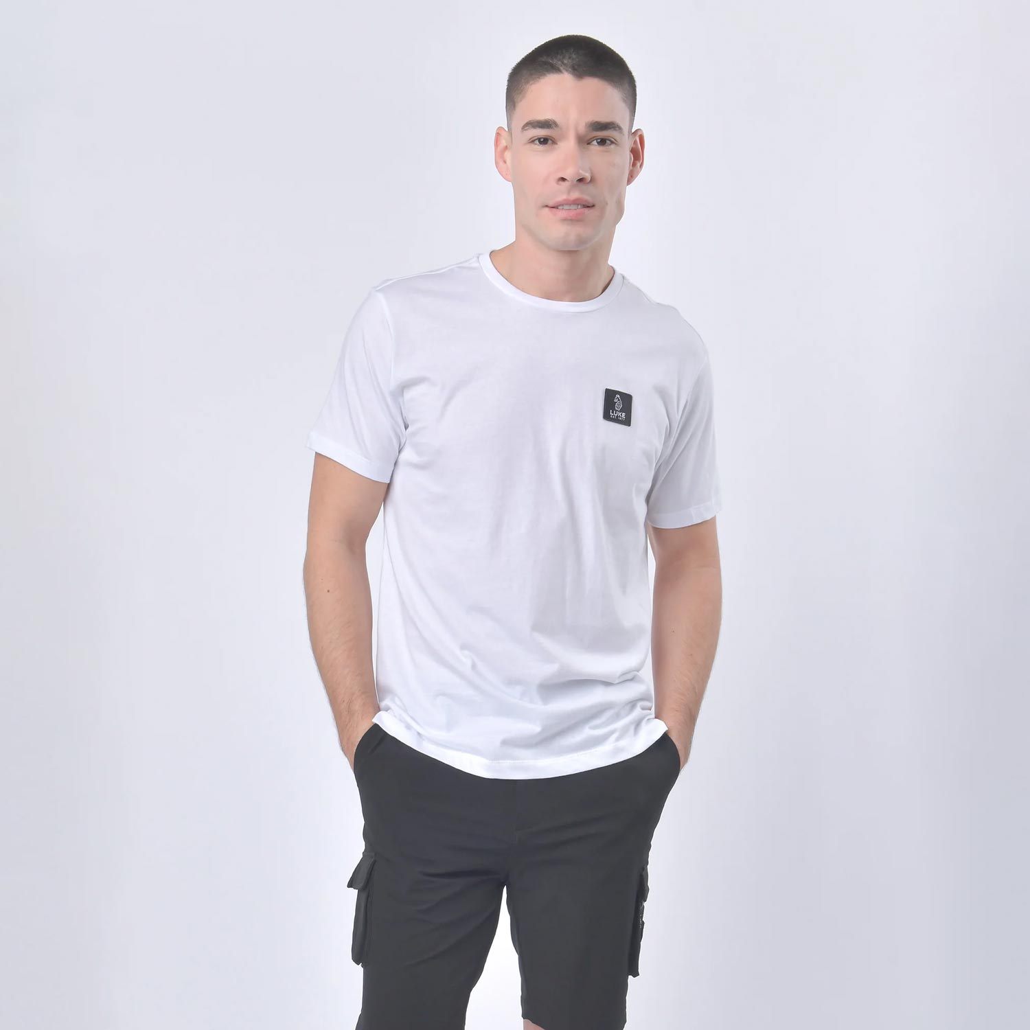 Luke Dillon Badge Detail Regular Fit Short Sleeve Tee -White