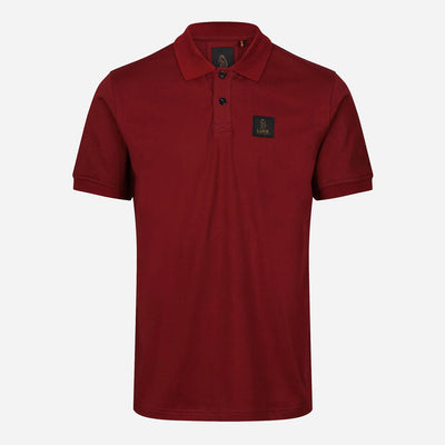 Luke Laos Patch Print Regular Fit Short Sleeve Polo - Deep Garnet