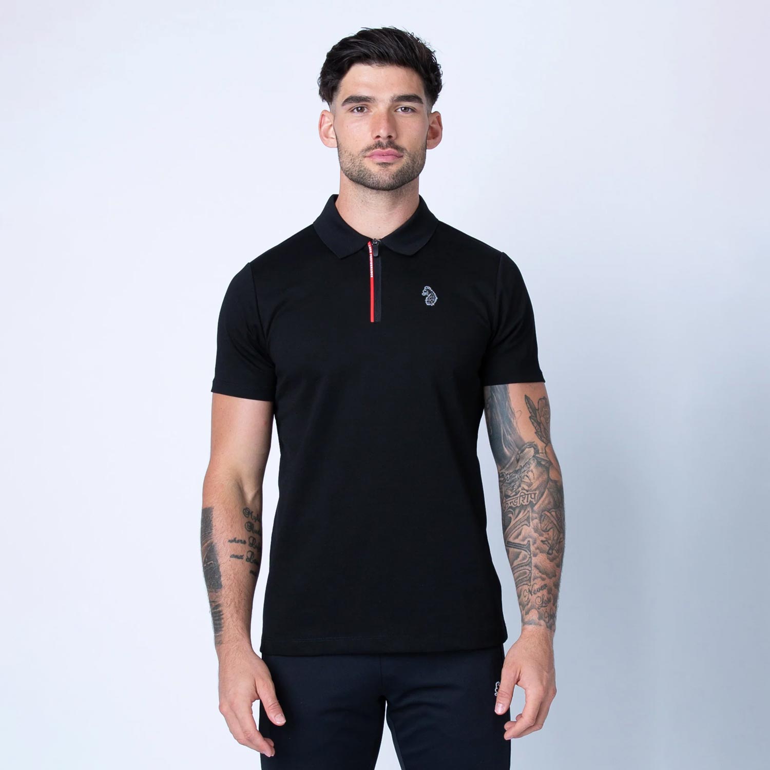 Luke Relay Regular Fit Short Sleeve Zip Polo - Black