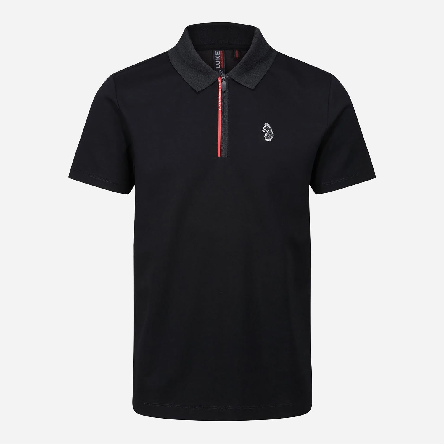 Luke Relay Regular Fit Short Sleeve Zip Polo - Black