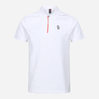 Luke Relay Regular Fit Short Sleeve Zip Polo - White