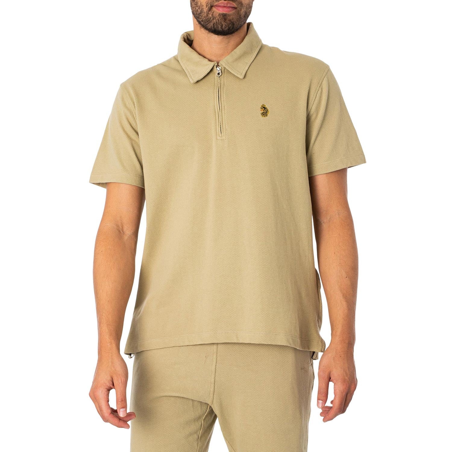 Luke Royal Palm Zip Neck Regular Fit Short Sleeve Polo - Fig