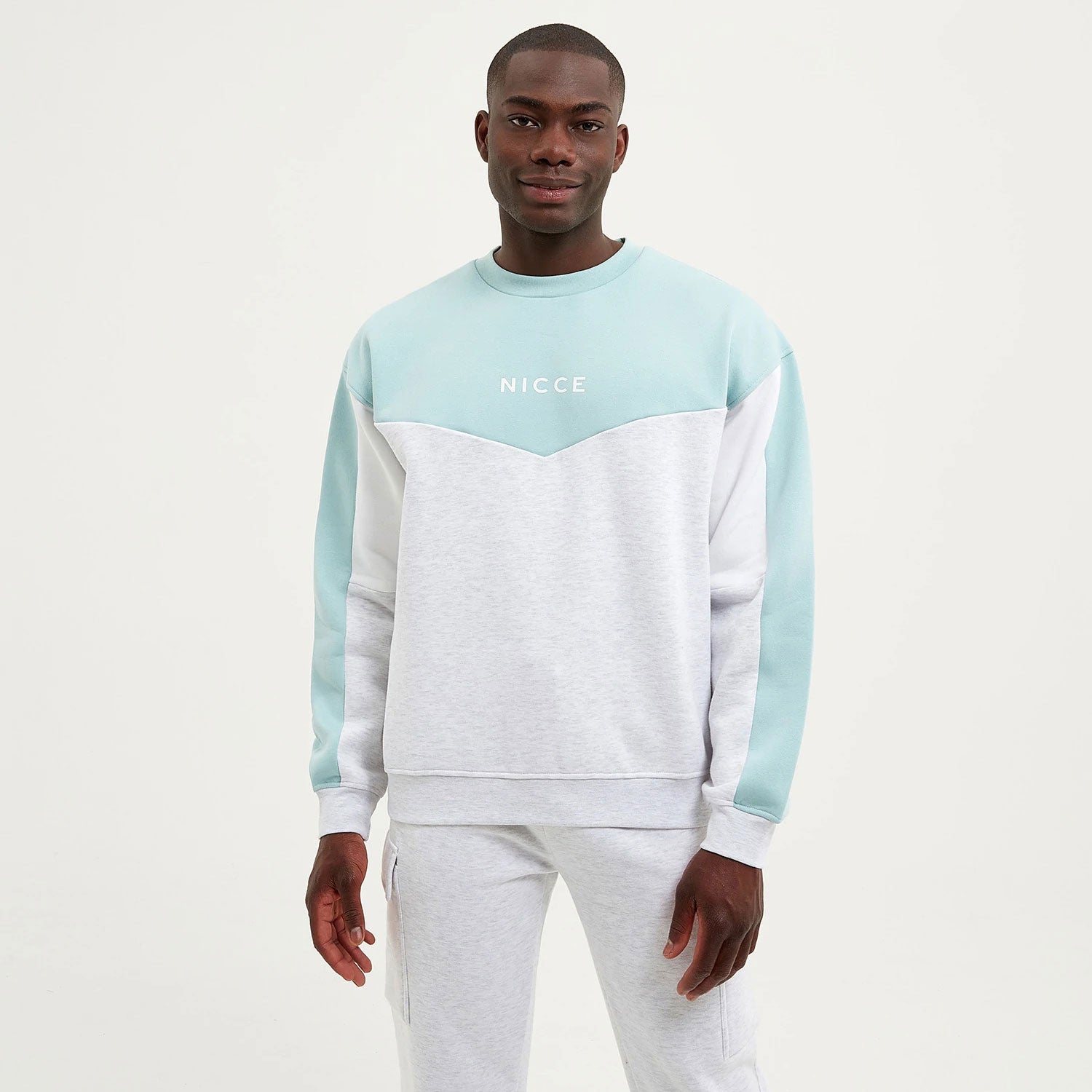 Nicce Forum Sweat - Aqua Blue/Heather Grey