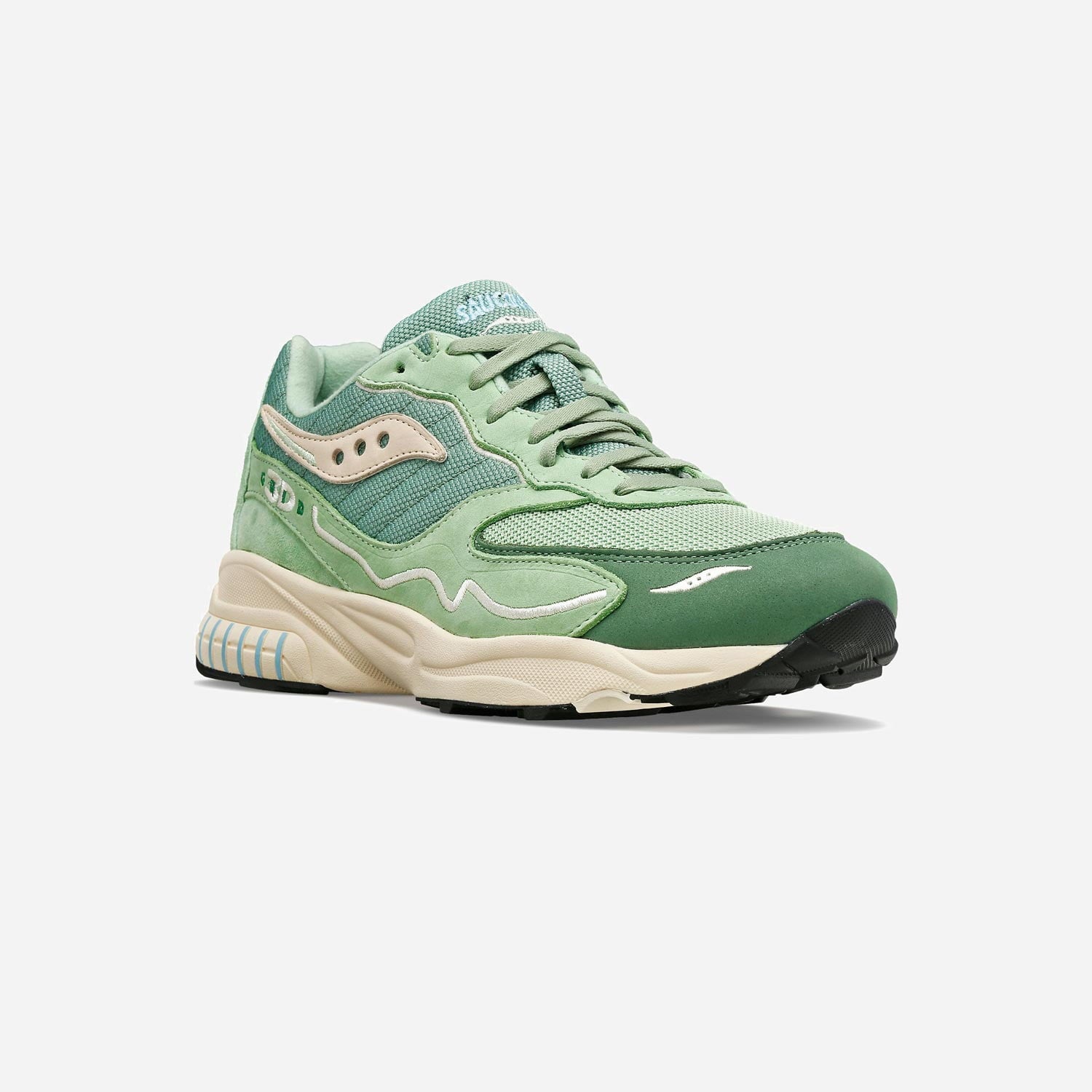 Saucony 3D Grid Hurricane Trainer - Green/Cream