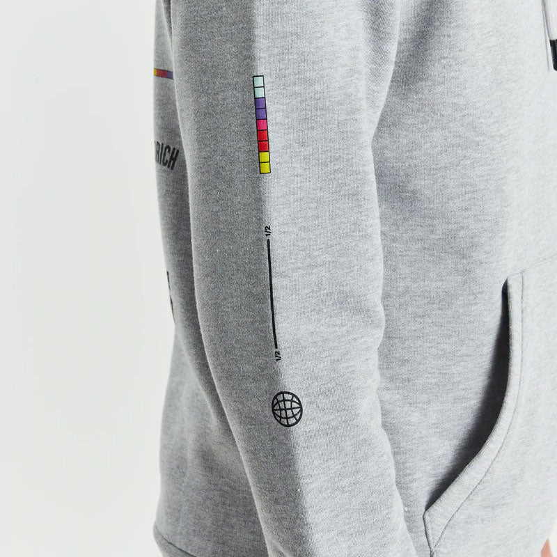 Hoodrich OG Import Hoodie - Heather Grey/Black/Fiesta